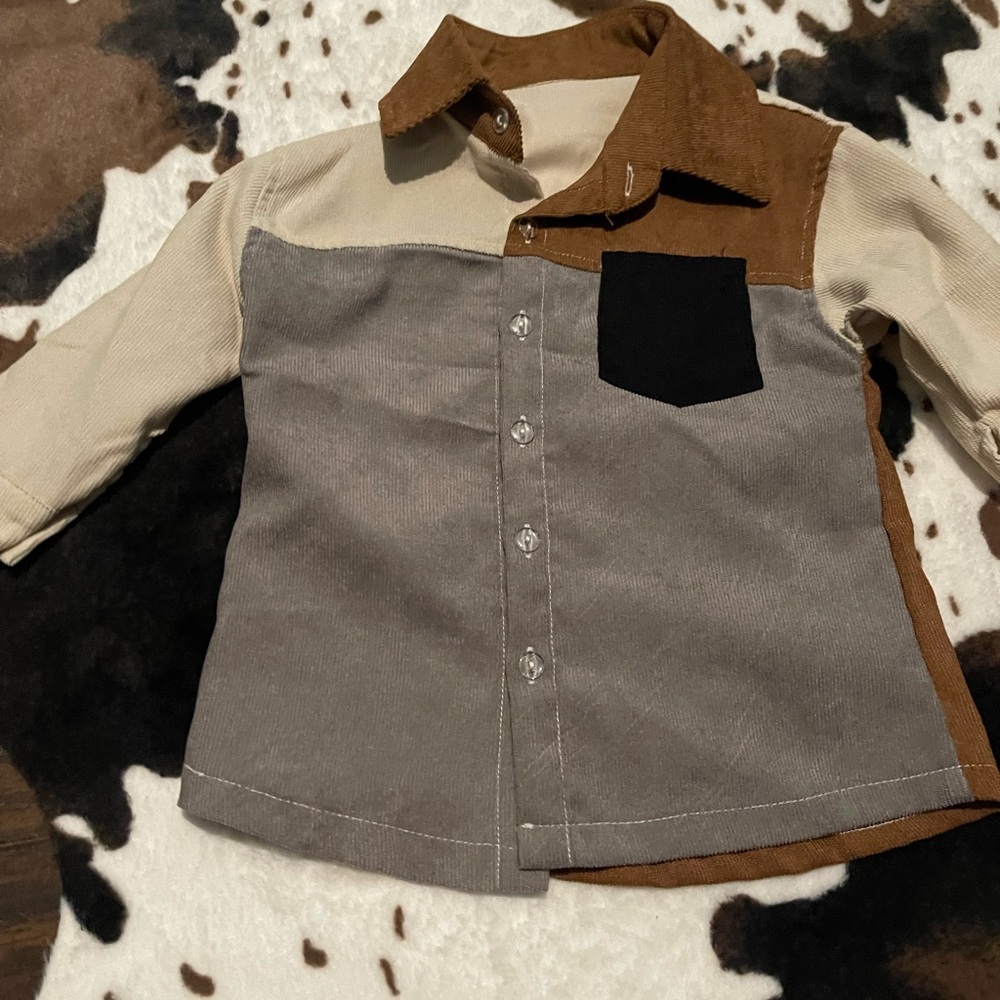 Colorblock Button-Up Shirt for Kids